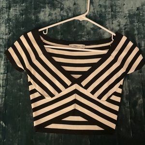 NWOT Zara Crop Top size S Striped Black & White